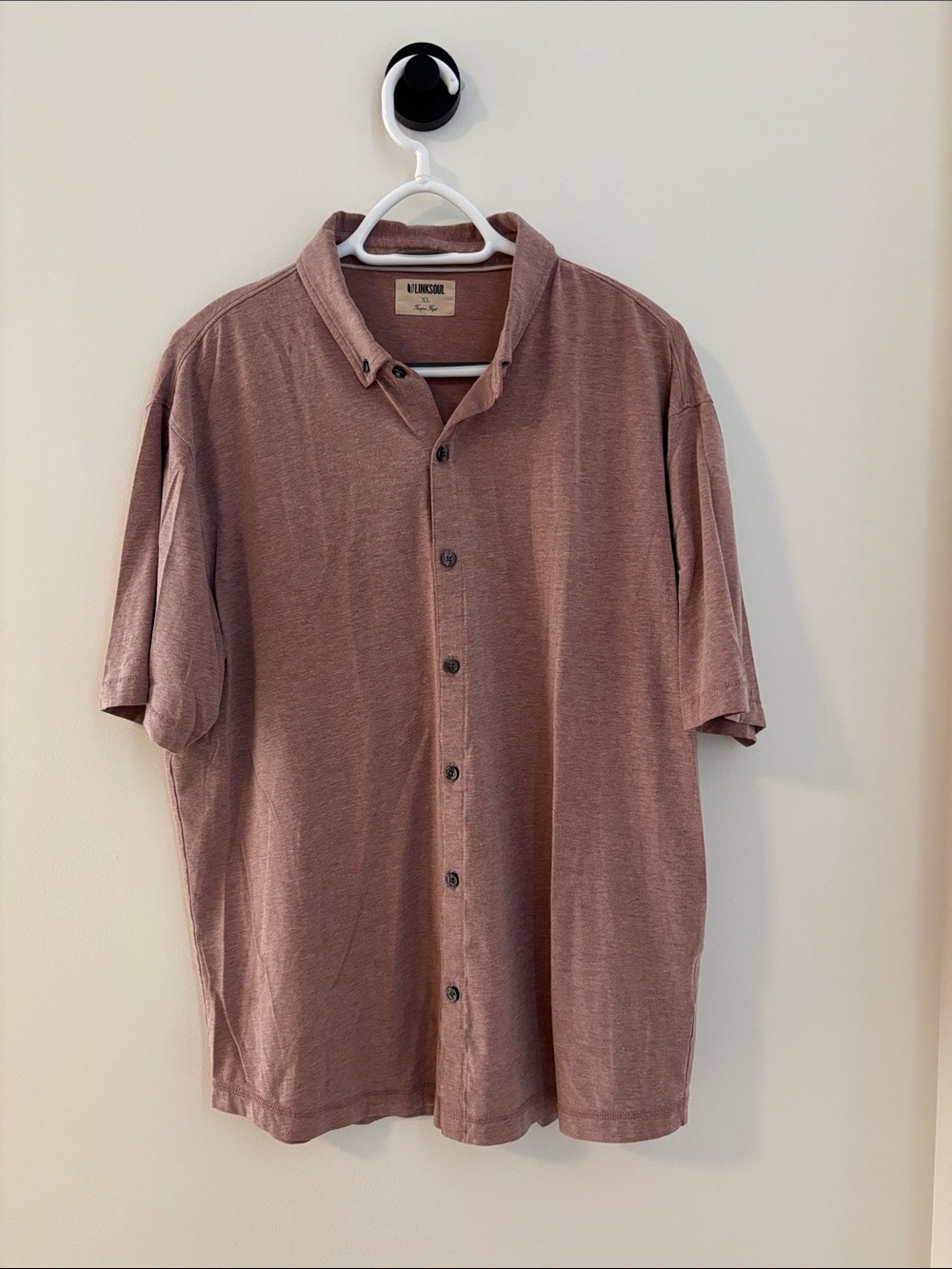 Linksoul Anza Heathered Men's Short-Sleeve Button-Down Golf Shirt. XL.